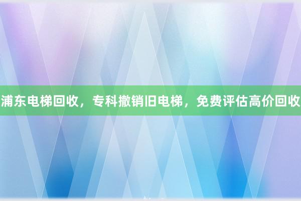 浦东电梯回收，专科撤销旧电梯，免费评估高价回收