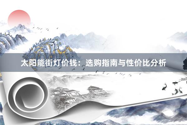 太阳能街灯价钱：选购指南与性价比分析