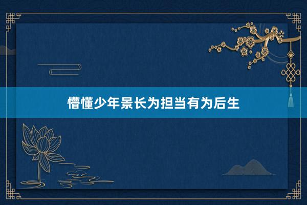 懵懂少年景长为担当有为后生